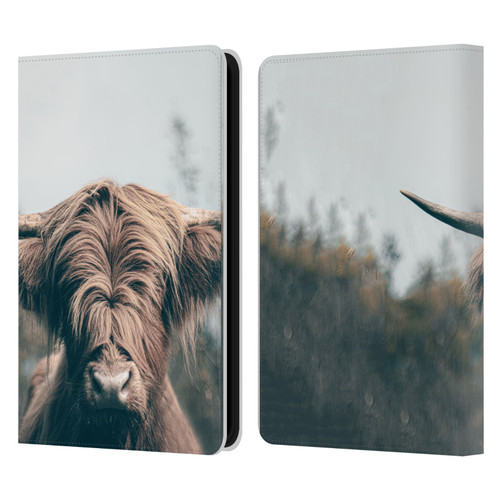 Patrik Lovrin Animal Portraits Highland Cow Leather Book Wallet Case Cover For Amazon Kindle 11th Gen 6in 2022