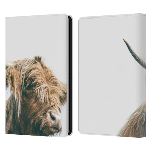 Patrik Lovrin Animal Portraits Majestic Highland Cow Leather Book Wallet Case Cover For Amazon Kindle 11th Gen 6in 2022