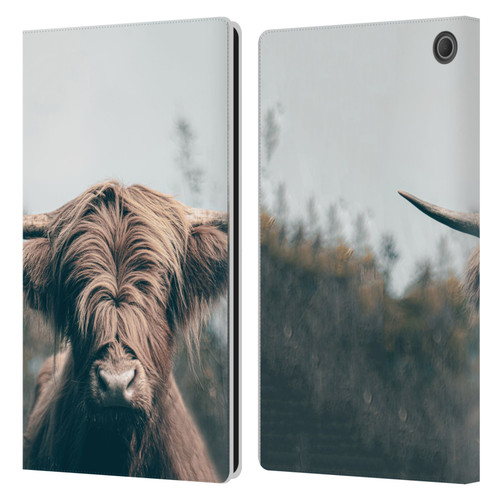 Patrik Lovrin Animal Portraits Highland Cow Leather Book Wallet Case Cover For Amazon Fire Max 11 2023