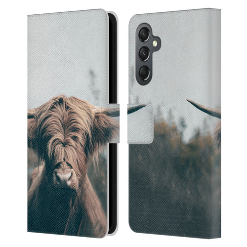 Patrik Lovrin Animal Portraits Highland Cow Leather Book Wallet Case Cover For Samsung Galaxy A25 5G