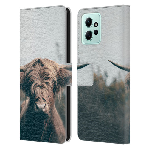 Patrik Lovrin Animal Portraits Highland Cow Leather Book Wallet Case Cover For Xiaomi Redmi 12