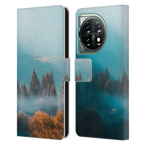 Patrik Lovrin Magical Foggy Landscape Autumn Forest Leather Book Wallet Case Cover For OnePlus 11 5G