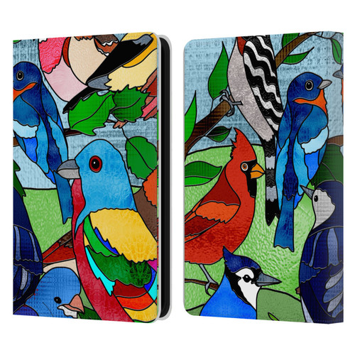 Suzan Lind Birds Stained Glass Leather Book Wallet Case Cover For Amazon Kindle 11th Gen 6in 2022