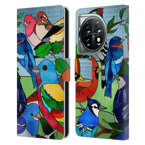 Suzan Lind Birds Stained Glass Leather Book Wallet Case Cover For OnePlus 11 5G