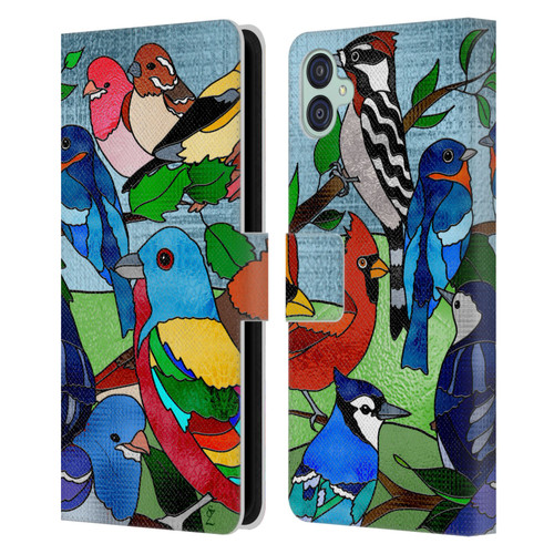 Suzan Lind Birds Stained Glass Leather Book Wallet Case Cover For Samsung Galaxy M04 5G / A04e