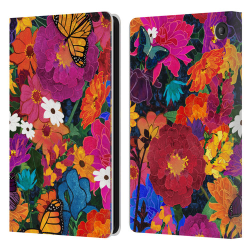 Suzan Lind Butterflies Flower Collage Leather Book Wallet Case Cover For Amazon Fire 7 2022