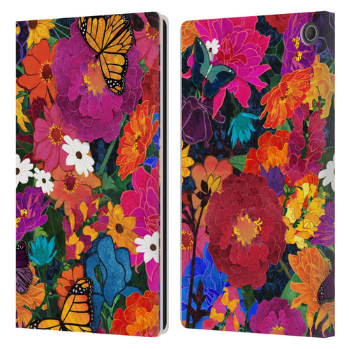 Suzan Lind Butterflies Flower Collage Leather Book Wallet Case Cover For Amazon Fire Max 11 2023