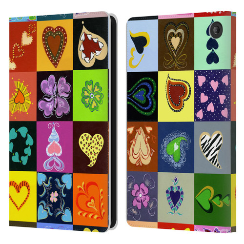 Suzan Lind Colours & Patterns Heart Quilt Leather Book Wallet Case Cover For Amazon Fire 7 2022