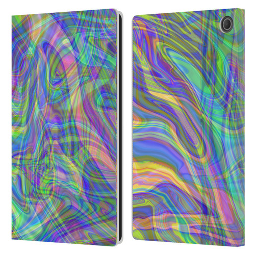 Suzan Lind Colours & Patterns Iridescent Abstract Leather Book Wallet Case Cover For Amazon Fire Max 11 2023