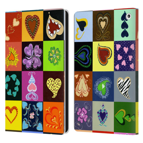 Suzan Lind Colours & Patterns Heart Quilt Leather Book Wallet Case Cover For Amazon Fire HD 8/Fire HD 8 Plus 2020