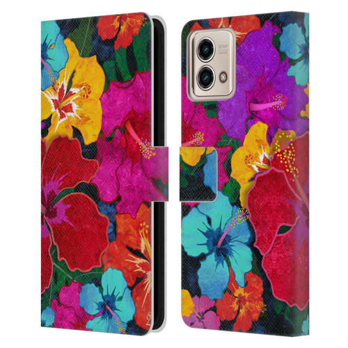 Suzan Lind Colours & Patterns Tropical Hibiscus Leather Book Wallet Case Cover For Motorola Moto G Stylus 5G 2023