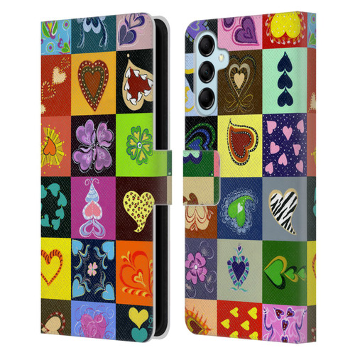 Suzan Lind Colours & Patterns Heart Quilt Leather Book Wallet Case Cover For Samsung Galaxy M14 5G