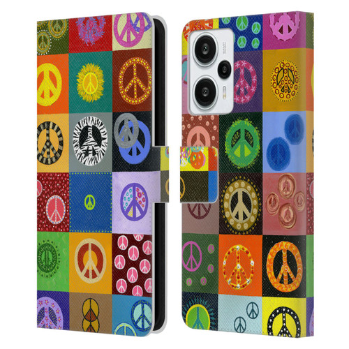 Suzan Lind Colours & Patterns Peace Quilt Leather Book Wallet Case Cover For Xiaomi Redmi Note 12T