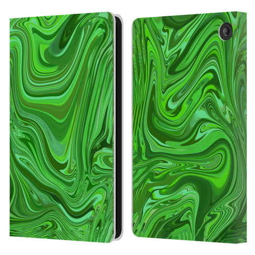 Suzan Lind Marble Emerald Green Leather Book Wallet Case Cover For Amazon Fire 7 2022