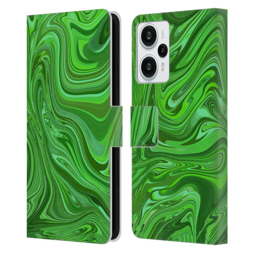 Suzan Lind Marble Emerald Green Leather Book Wallet Case Cover For Xiaomi Redmi Note 12T