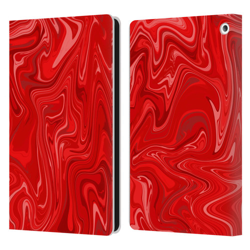 Suzan Lind Marble 2 Red Leather Book Wallet Case Cover For Amazon Fire HD 8/Fire HD 8 Plus 2020