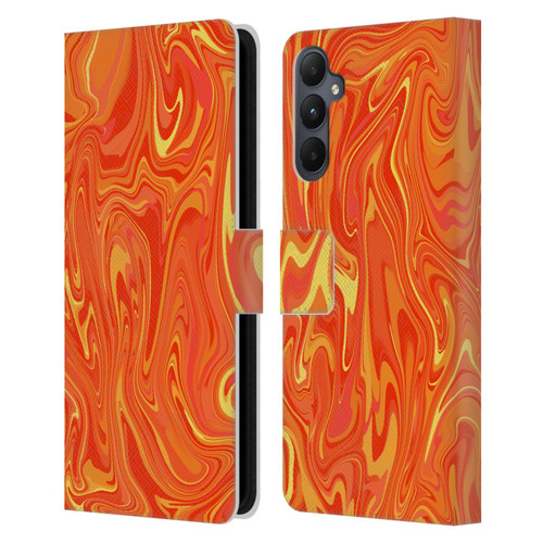 Suzan Lind Marble 2 Orange Leather Book Wallet Case Cover For Samsung Galaxy A05s