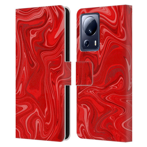 Suzan Lind Marble 2 Red Leather Book Wallet Case Cover For Xiaomi 13 Lite 5G