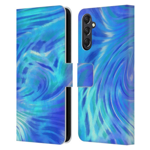 Suzan Lind Tie Dye 2 Deep Blue Leather Book Wallet Case Cover For Samsung Galaxy A24 4G / M34 5G