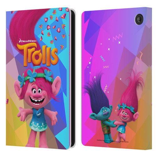 Trolls Snack Pack Poppy Leather Book Wallet Case Cover For Amazon Fire 7 2022