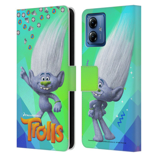 Trolls Snack Pack Guy Diamond Leather Book Wallet Case Cover For Motorola Moto G14