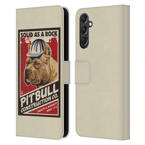 Lantern Press Dog Collection Pitbull Construction Leather Book Wallet Case Cover For Samsung Galaxy A24 4G / M34 5G