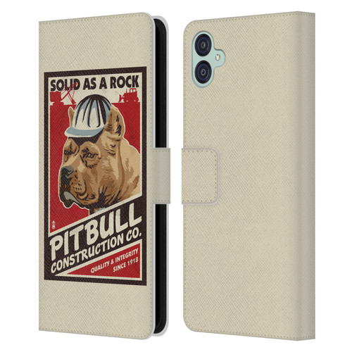 Lantern Press Dog Collection Pitbull Construction Leather Book Wallet Case Cover For Samsung Galaxy M04 5G / A04e