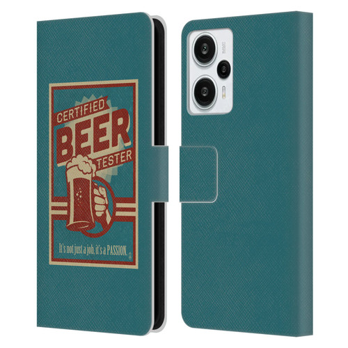 Lantern Press Man Cave Beer Tester Leather Book Wallet Case Cover For Xiaomi Redmi Note 12T