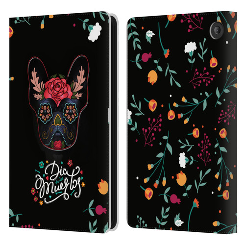 Klaudia Senator French Bulldog Day Of The Dead Leather Book Wallet Case Cover For Amazon Fire 7 2022