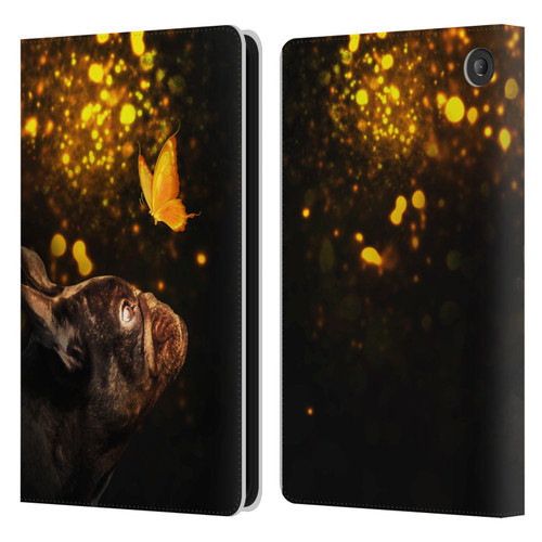 Klaudia Senator French Bulldog Butterfly Leather Book Wallet Case Cover For Amazon Fire 7 2022