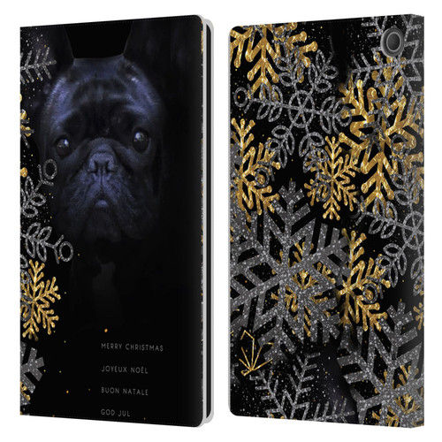 Klaudia Senator French Bulldog 2 Snow Flakes Leather Book Wallet Case Cover For Amazon Fire Max 11 2023