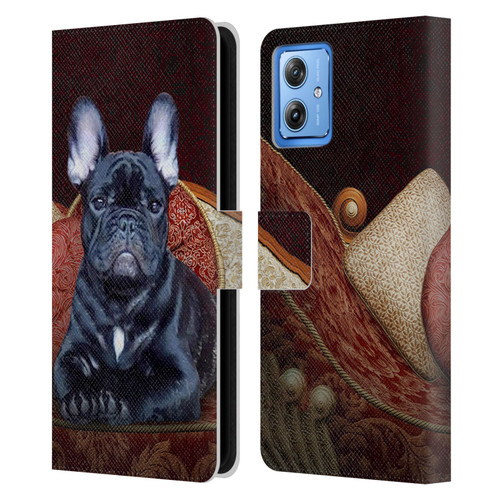 Klaudia Senator French Bulldog 2 Classic Couch Leather Book Wallet Case Cover For Motorola Moto G54 5G