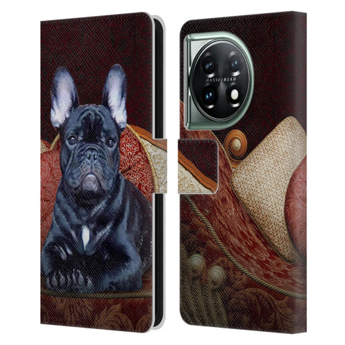 Klaudia Senator French Bulldog 2 Classic Couch Leather Book Wallet Case Cover For OnePlus 11 5G