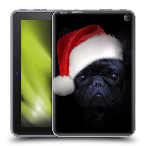 Klaudia Senator French Bulldog 2 Christmas Hat Soft Gel Case for Amazon Fire 7 2022