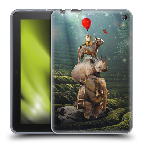 Klaudia Senator French Bulldog 2 Friends Reaching Butterfly Soft Gel Case for Amazon Fire 7 2022