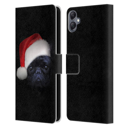 Klaudia Senator French Bulldog 2 Christmas Hat Leather Book Wallet Case Cover For Samsung Galaxy A05