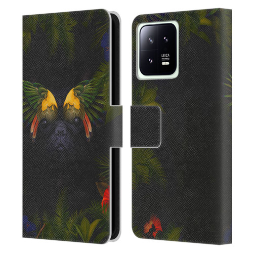 Klaudia Senator French Bulldog 2 Bird Feathers Leather Book Wallet Case Cover For Xiaomi 13 5G