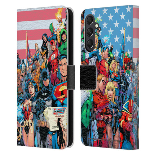 Justice League DC Comics Comic Book Covers Of America #1 Leather Book Wallet Case Cover For Samsung Galaxy A24 4G / M34 5G