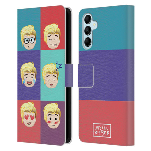 Justin Bieber Justmojis Cute Faces Leather Book Wallet Case Cover For Samsung Galaxy M14 5G