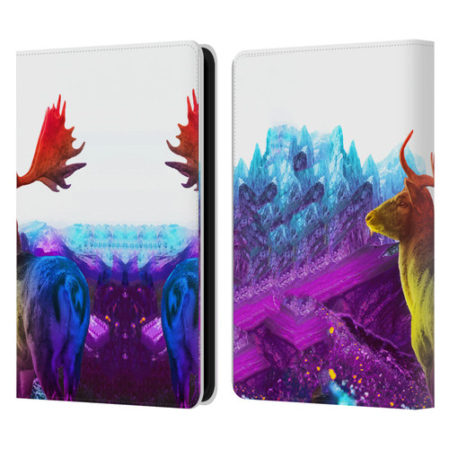 Dave Loblaw Animals Purple Mountain Deer Leather Book Wallet Case Cover For Amazon Kindle 11th Gen 6in 2022