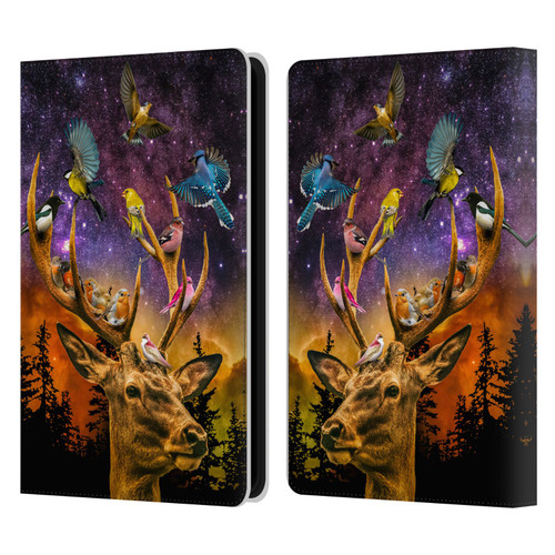 Dave Loblaw Animals Deer and Birds Leather Book Wallet Case Cover For Amazon Kindle Paperwhite 5 (2021)