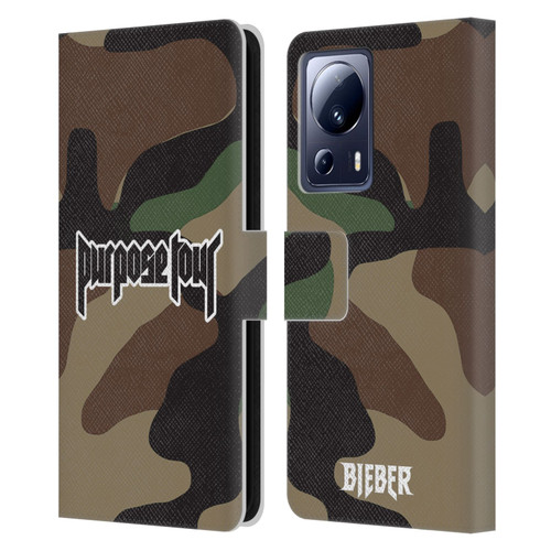 Justin Bieber Tour Merchandise Camouflage Leather Book Wallet Case Cover For Xiaomi 13 Lite 5G