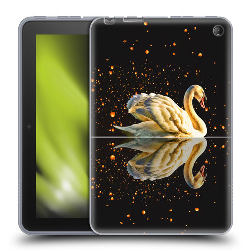 Dave Loblaw Animals Swan Lake Reflections Soft Gel Case for Amazon Fire 7 2022