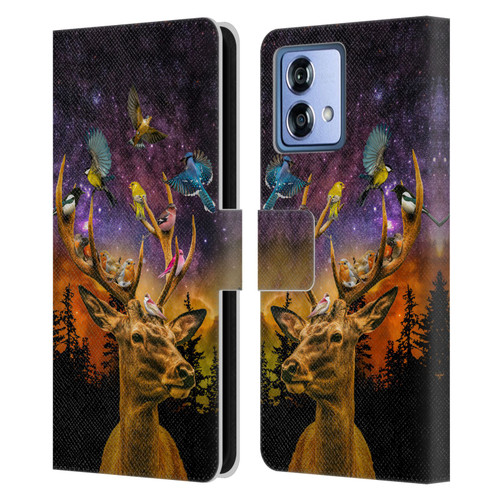 Dave Loblaw Animals Deer and Birds Leather Book Wallet Case Cover For Motorola Moto G84 5G