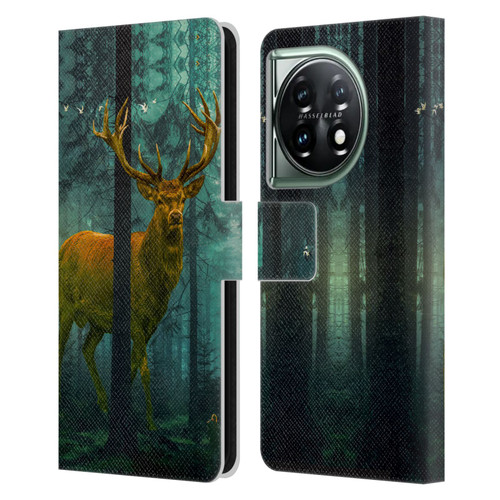 Dave Loblaw Animals Giant Forest Deer Leather Book Wallet Case Cover For OnePlus 11 5G