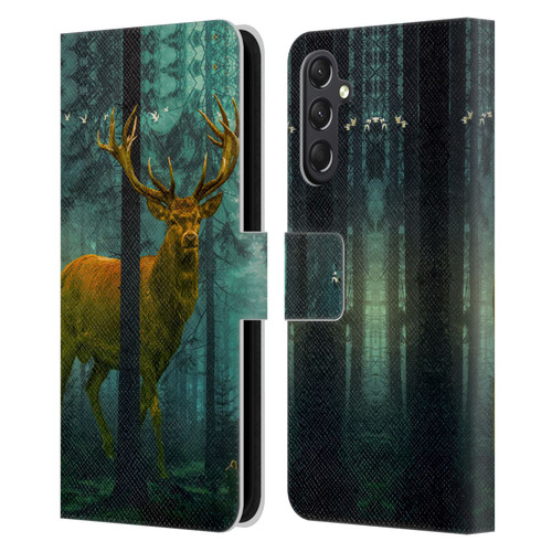 Dave Loblaw Animals Giant Forest Deer Leather Book Wallet Case Cover For Samsung Galaxy A24 4G / M34 5G