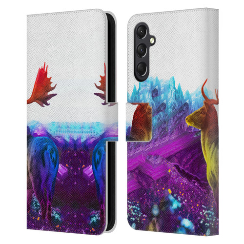 Dave Loblaw Animals Purple Mountain Deer Leather Book Wallet Case Cover For Samsung Galaxy A24 4G / M34 5G