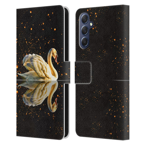 Dave Loblaw Animals Swan Lake Reflections Leather Book Wallet Case Cover For Samsung Galaxy M54 5G