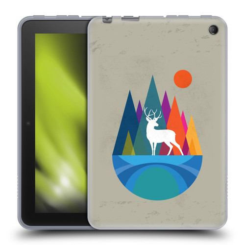 Dave Loblaw Contemporary Art Mountain Deer Soft Gel Case for Amazon Fire 7 2022