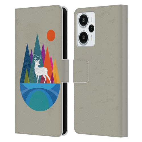 Dave Loblaw Contemporary Art Mountain Deer Leather Book Wallet Case Cover For Xiaomi Redmi Note 12T